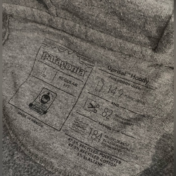 Patagonia Fitz Roy Uprisal Gray Hoodie Bear Sweatshirt Women's Large L - Picture 6 of 6